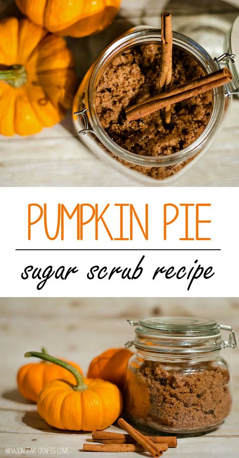 Diy Scrubs, Diy Sugar Scrub Recipe, Diy Body Scrub Recipes, Salt Scrubs, Crafts Love, Diy Jar, Recipe Pumpkin, Body Scrub Recipe, Sugar Scrub Homemade