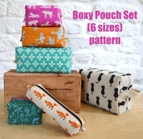 Large Zipper Pouch Pattern Free, Boxy Bag Pattern, Boxy Pencil Case Pattern, Boxy Makeup Bag Pattern, Pencil Pouch Sewing Pattern Free, Boxy Pouch Tutorial, Boxy Bag Pattern Free, Boxy Pouch Pattern Free, Cosmetic Bag Sewing Pattern