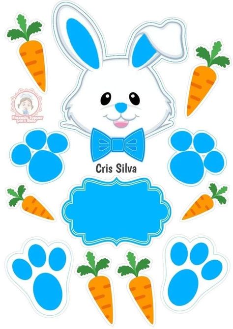 Easter Bunny Cake Topper, Pokemon Blastoise, Paw Patrol Decorations, Easter Bunny Cake, Happy Easter Card, Free Printable Cards, Easter Stickers, Cartoon Cake, Bunny Cake