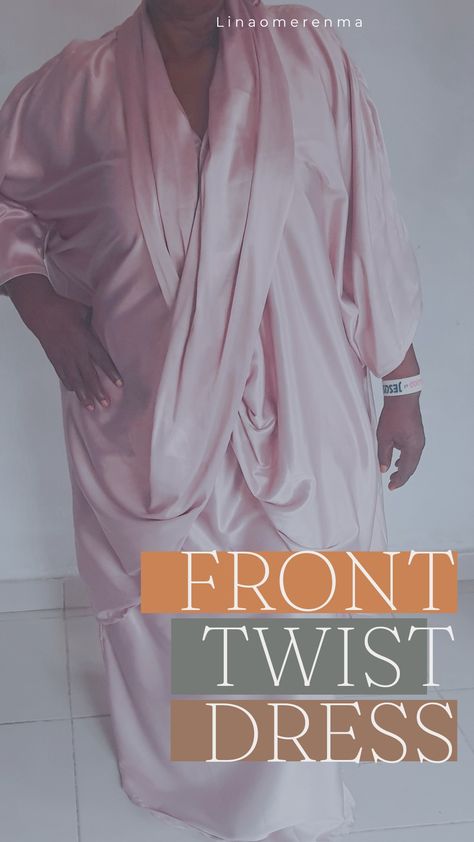 Front twist wrap dress - wannifuga inspired style Sewing Skills Tutorials, Twist Dress Pattern Tutorials, Twist Dress Pattern, Drape Dress Pattern, Front Twist Dress, Diy Drapes, Bubu Dress, Sewing Videos, Cross Front Dress