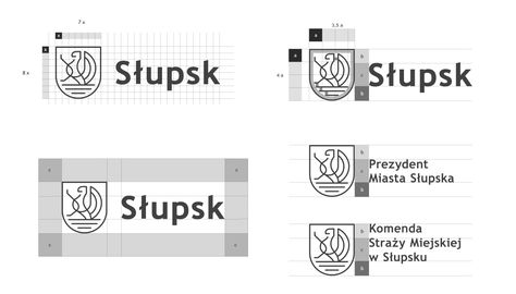 Słupsk on Behance Logo Guide, Logo Grid, Mister And Misses, City Branding, Visual Identity System, Identity System, City Logo, Graphic Design Ads, Brand Guide