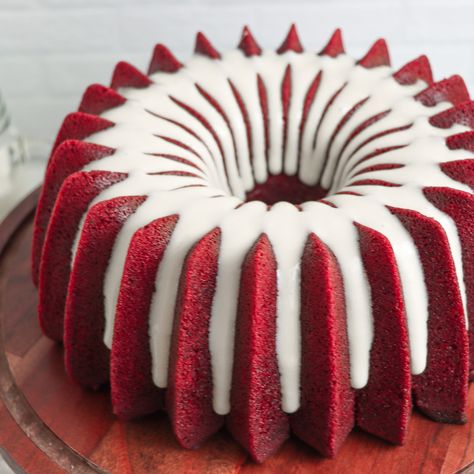 Ruby Red Velvet Pound Cake | Begin with Butter Red Velvet Bundt Cake Recipe, Red Velvet Pound Cake, Red Velvet Bundt Cake, Awesome Desserts, Digital Food Scale, Cream Cheese Glaze, Red Cake, Special Cakes, Baking Basics