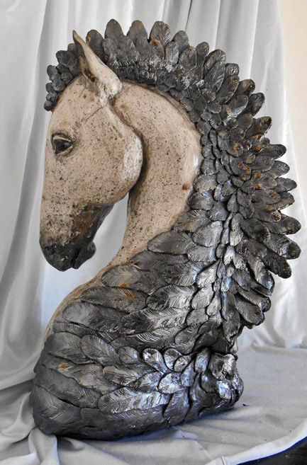 Ceramic Horse Pottery, Horse Bust, Sculpture Bust, White Raven, Large Horse, Sculptures Céramiques, Keramik Design, Raku Pottery, Horse Sculpture