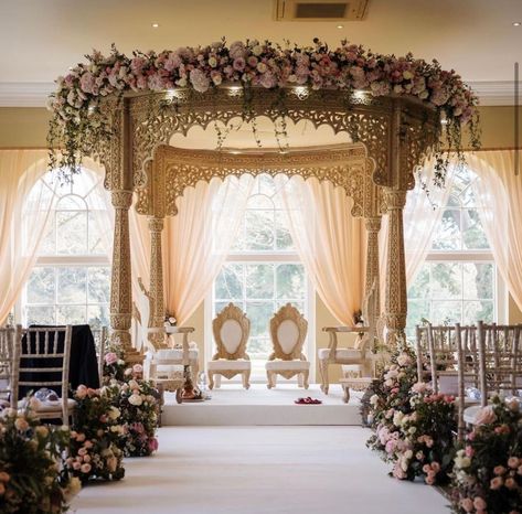 Looking for a decor company with a difference? London based @1swevents work with the couple to curate unique wedding ideas that will match your designer wedding.⁠ ⁠ Get in-touch with @1swevents for a bespoke decor consultation. - TAP LINK IN BIO 🔗⁠ ⁠ Mandap & Decor: @1swevents⁠ Venue: @braxtedparkestate Catering: @payalevents #weddingdecor #weddinginspo #luxurywedding #khushmag #khushwedding #khushmagazine #intimatewedding #1swevents Unique Mandap Decor, Wedding Decor Indian Indoor, Indian Mandap Decor Indoor, Wedding Mandap Indoor, Indoor Mandap Decor, Mandap Designs Indian Indoor, Indoor Mandap, Open Mandap, Simple Mandap