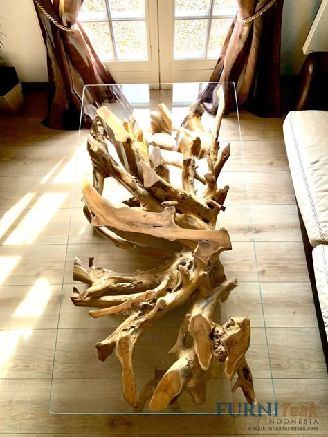 Tree Roots Coffee Table Masterpiece Indoor Ideas Teak Root Coffee Table, Tree Coffee Table, Root Coffee Table, Log Coffee Table, Coffee Table Simple, Teak Decor, Root Table, Organic Table, Hardwood Table