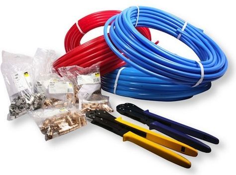 If you are using PEX tubing, no complex soldering or messy gluing is required—try that with copper or PVC pipe! Pex Tubing Projects, Bob Villa, House Plumbing, Pex Plumbing, Pex Tubing, Pex Pipe, Plumbing Problems, Diy Plumbing, Plumbing Fittings