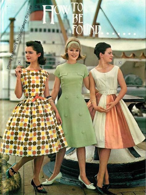 Early 60s Fashion, Early 1960s Fashion, 1962 Fashion, 1960s Dresses, 1950’s Fashion, 60s 70s Fashion, Fashion 1960s, Pattern Dress Women, Early 60s