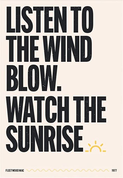 Gallery Wall Music, Fleetwood Mac Quotes, Fleetwood Mac Print, Fleetwood Mac Poster, Listen To The Wind Blow, Fleetwood Mac Lyrics, Minimalist Music, Song Lyric Posters, Decor Mural