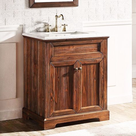 Cedar Bathroom Vanity, Cabin Vanity, Rustic Bathroom Vanity Ideas, Classic Vanity, 30 Bathroom Vanity, Rustic Bathroom Vanities, Contemporary Bathroom Vanity, Porcelain Sink, White Marble Countertops