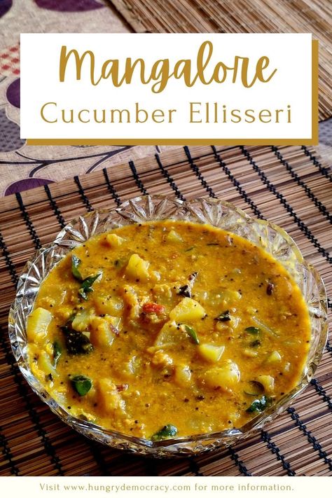 Mangalore Cucumber Ellisseri Road Trip Snacks, Vegetarian Curry, Cucumber Recipes, Mangalore, Cooking Recipe, Coconut Curry, Recipes Vegetarian, Delicious Vegan Recipes, Favorite Snack