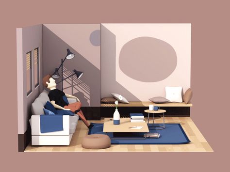 Gif Interior Design, Animation Interior Design, Animated Living Room, 3d Room Illustration, Interior Animation, Interior Design Animation, House Animation, Construction Room, Interior Design Vector