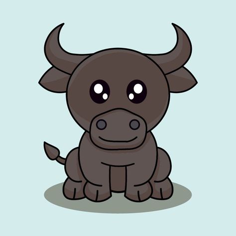 Vector cute brown buffalo illustration #buffalo #drawing #cute #illustration Buffalo Drawing, Buffalo Cartoon, African Buffalo, Buffalo, Packaging Design, Drawings, Animals, Design