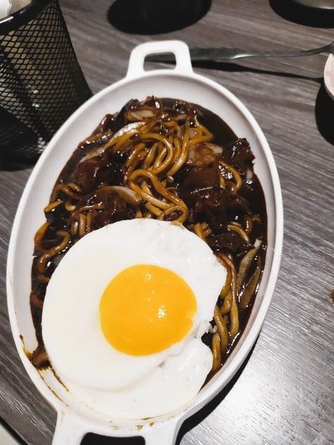 Jjajangmyeon by Ok_Concentrate3943 Jajjangmyeong Korea, Jjajangmyeon Aesthetic, Korean Dishes, Always Hungry, Mouth Watering Food, Korean Food, Aesthetic Makeup, Junk Food, Aesthetic Food