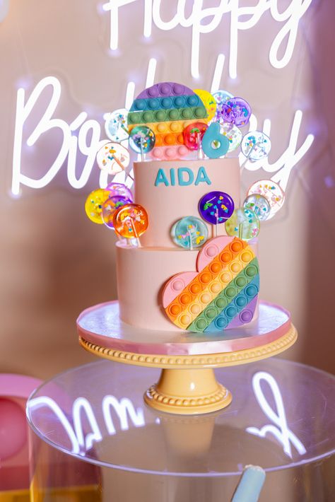 Kara's Party Ideas Pop It Themed Birthday Party | Kara's Party Ideas Pop It Themed Birthday Party, It Themed Birthday Party, Pop It Cake, Fidget Party, It Birthday Party, Pop It Party, Pop It Birthday, Balloon Mosaic, Unicorn Birthday Cake