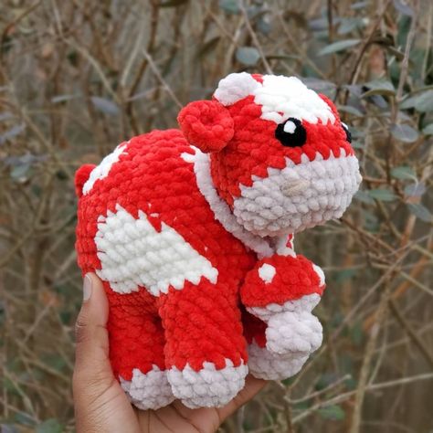 I made a minecraft inspired mooshroom cow! Available in my 3/20 restock! Minecraft Mooshroom Crochet, Crochet Mooshroom, Grape Strawberry Shortcake, Mooshroom Crochet, Mushroom Cow Crochet, Mushroom Cow Minecraft, Mooshroom Cow, Minecraft Mooshroom, Minecraft Crochet Patterns