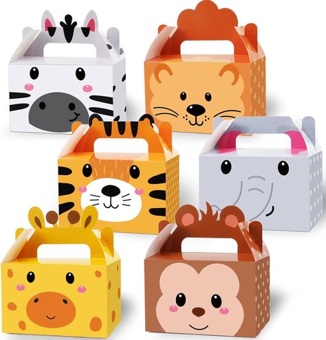 12 Pack Jungle Safari Animals Party Favor Boxes Zoo Animals Theme Happy Birthday Treat Boxes Jungle Safari Party Candy Goodies Gift Bags for Kids Boys Baby Shower Birthday Party Decorations Supplies Jungle Safari Animals, Zoo Birthday Party, Animal Party Favors, Happy Birthday Boy, Animals Party, Dinosaur Party Favors, Jungle Safari Party, Safari Theme Party, Birthday Treat