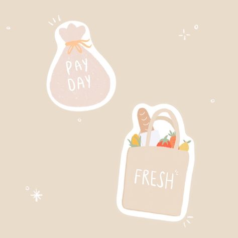 Payday Sticker Goodnotes, Shopping Bag Illustration, Pay Day Stickers, Notes Plan, Goodnotes Template, Pay Day, Bag Illustration, Day Stickers, Day Illustration