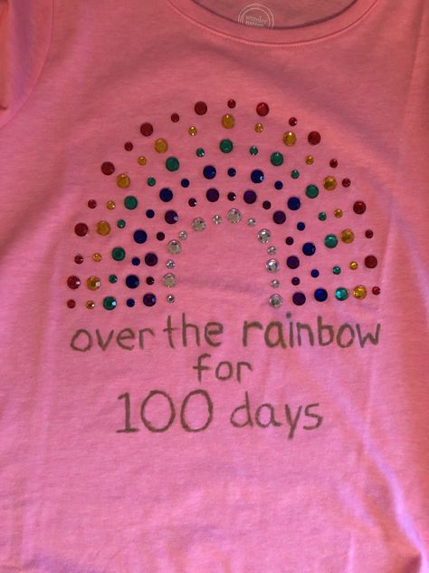 100 Days Of School Rainbow Shirt, 100 Days Of School Rainbow, 100 Days Brighter Shirt, 100 Days Of School Project Kindergartens, 100 Day Project Ideas, Rainbow Theme Classroom, 100 Day Shirt Ideas, 100days Of School Shirt, 100th Day Of School Crafts