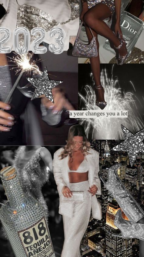 #newyears #nye Glitz And Glam Nye Party, Black And White Glam Party, Glam Birthday Decorations, Glitz And Glam Aesthetic Party, Glitz Party Theme, Glitz And Glam 21st Birthday Party, Nye Theme Party Ideas 2023, Disco Nye Party, Black And Bling Party Outfits