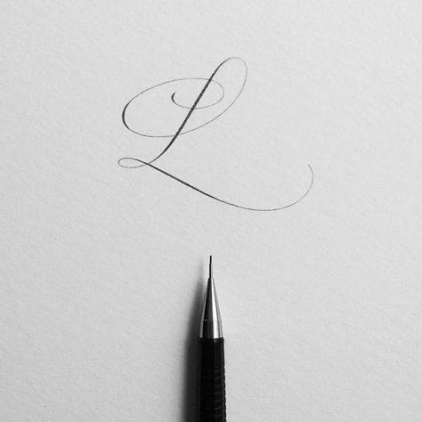 Letter L. Swipe left to see a short video of the letter in progress (thank you @gracesongcalligraphy for helping me resolve my video issues!). 😊 #ep_letters #pencilcalligraphy #pencillettering #abcs_l #letterarchive_l Letter L Tattoo, Pencil Calligraphy, L Tattoo, Copperplate Calligraphy, Hand Lettering Inspiration, Hand Lettering Alphabet, Calligraphy Handwriting, Creative Lettering, Calligraphy Alphabet