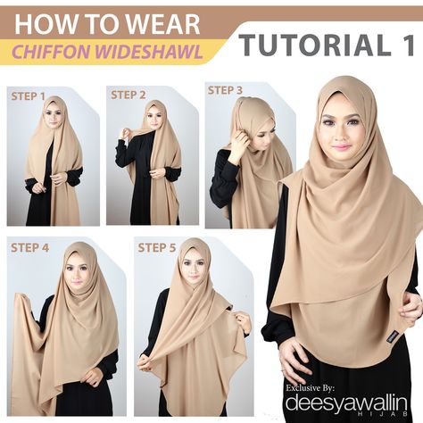 Tutorial Chiffon Wideshawl  Facebook: Closet Heart Official  Instagram: Closet Heart Square Hijab Tutorial, Habits Musulmans, How To Wear Hijab, Simple Hijab Tutorial, Tutorial Hijab Pashmina, Turban Hijab, Hijab Wedding Dresses, Simple Hijab, Pashmina Hijab Tutorial