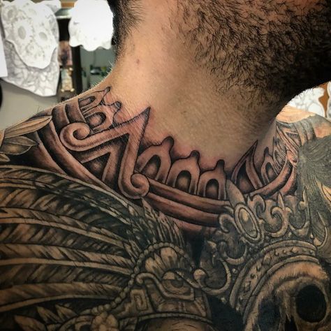 The Aztecs an ancient civilization that existed in Central Mexico used tattoos for honoring Aztec Back Tattoo, Aztec Pattern Tattoo, Aztec Art Tattoo, Japanese Demon Tattoo, Collar Tattoo, Aztec Drawing, Backpiece Tattoo, Aztec Tattoos, Japanese Demon