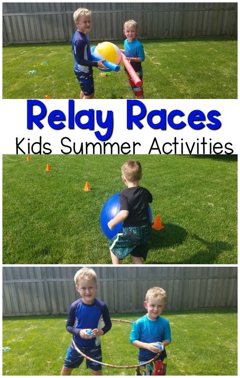 Relay races for kids. Enjoy relay races that involve pool noodles, hula hoops, and water balloons. Fun relay races for your next event. Field Day Relay Races, Easy Relay Races For Kids, Races For Preschoolers, Field Day Activities For Preschoolers, Relay Races For Kids Indoor, Water Relay Games For Kids, Kids Relay Race Ideas, Water Games For Preschoolers, Relay Races For Kids