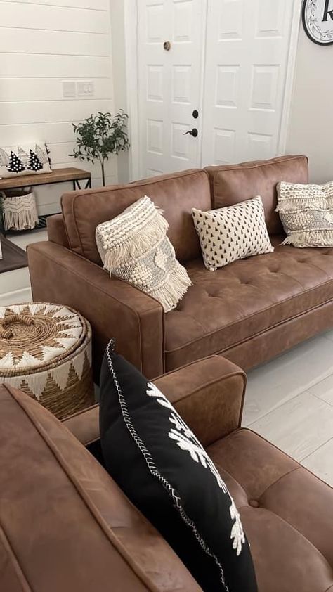 Suede Couch Living Room, Rustic Couches Living Room, Brown Suede Couch, Dark Farmhouse, Rustic Couch, Suede Couch, Farmhouse Couch, Leather Couches Living Room, House Upgrades