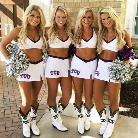 Tcu Cheerleaders, Ravens Cheerleaders, Black Cheerleaders, Horned Frog, Cute Cheer Pictures, Thigh High Stocking, Cheerleading Pictures, Cute Cheerleaders, Pig Roast