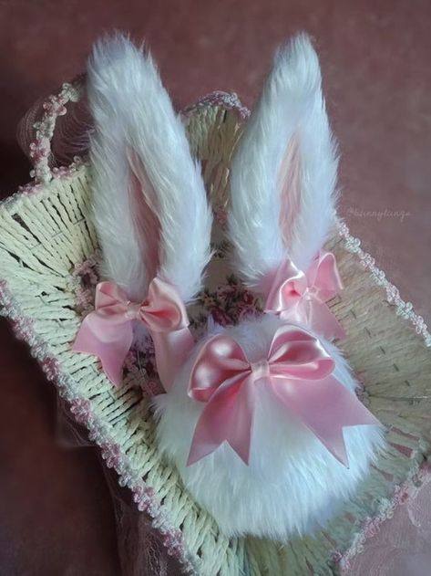 Bunny Ears And Tail, Ears And Tail Set, Bunny Ears Headband, Ears And Tail, Pet Play, Pet Spaces, Kawaii Earrings, Something Wicked, Kawaii Jewelry