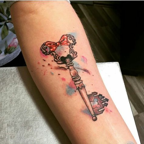 Disney Key Tattoo, Disney Inspired Tattoos, Mouse Tattoo, Mickey Mouse Tattoo, Fashion Tattoo, Key Tattoo, Mouse Tattoos, Inspired Tattoos, Small Tattoo