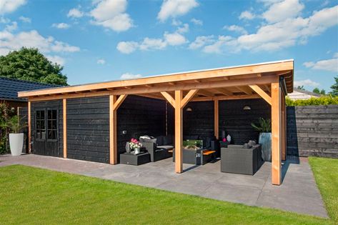 Overkapping inrichten: 20 ideeën voor een gezellige inrichting van een overkapping Modern Gazebo, Garden Seating Area, Summer House Garden, Back Garden Design, Garden Gazebo, Decks Backyard, Outdoor Gardens Design, Backyard Garden Design, Garden Buildings