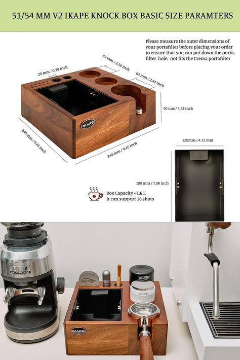 IKAPE V2 Espresso Espresso Organization Coffee Stations, Espresso Set Up, Barista Setup, Knock Box Coffee, Espresso Station, Espresso Accessories, Coffee Organizer, Coffee Making Machine, Coffee Knock Box