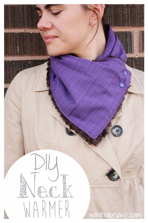 DIY Neck Warmer – 30 Minute Project | Whitney Sews Diy Neck Warmer, Diy Necklines, Fleece Sewing, Fleece Sewing Projects, Sewing Scarves, Neck Scarfs, Cowl Neck Scarf, Fleece Neck Warmer, Knitting Patterns Free Scarf