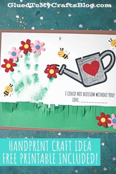 Handprint "I Could Not Blossom Without You" Keepsake Idea - Glued To My Crafts Welcome To Preschool, Inspirational Crafts, Toddler Projects, Keepsake Crafts, Cottage Market, Green Craft, Trendy Diy, Bee Sticker, Spring Crafts For Kids