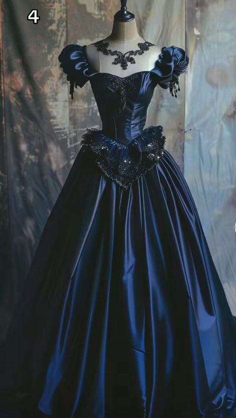 Ball Gowns Dark Blue, Dark Blue Royal Dress, Royal Blue Ball Gown Princesses, Dark Blue Princess Dress, Luxury Medieval Ball Gown, Dark Blue Fantasy Gown, Targaryen Dress, Navy Blue Fantasy Gown, Teal Wedding Dress