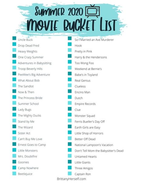 Top 100 Movies Bucket List, Summer Movie Bucket List, Best 80s Movies List, Summer Teen Movies, Summer Movie Marathon, Tubi Movies To Watch List, Films To Watch Bucket Lists, August Movie List, Movies That Feel Like Summer