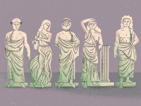 Roman Statue Illustration, Statue Illustration Graphic Design, Greek Statues Illustration, Greek Illustration Art, Greek Gods Illustration, Greek God Illustration, Greek Statue Illustration, Screenprinting Poster, Statues Illustration