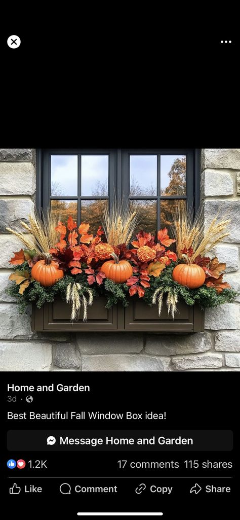 Christmas Flower Boxes, Fall Flower Boxes, Fall Flower, Front Porch Decorating, Flower Boxes, Porch Decorating, Front Porch, Fall Decor, Porch