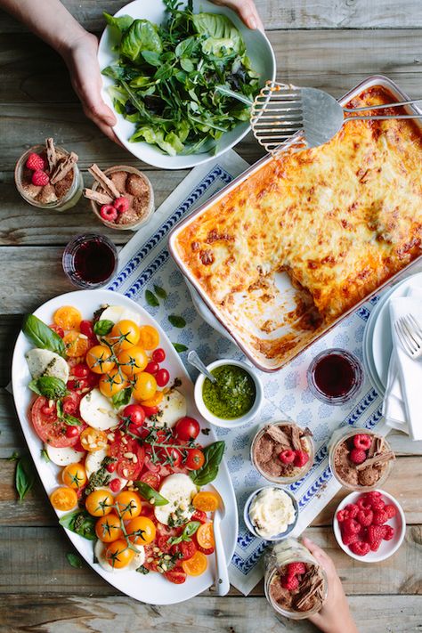 | Caprese salad, triple cheese beef lasagne & tiramisu jars with Galbani CheeseThe Food Fox Lasagne Dinner Party Ideas, Lasagna Dinner Party Menu Ideas, Lasagna Dinner Party, Individual Tiramisu, Beef Lasagne, Board Night, Goodbye Party, Pizza Dinner, Italian Menu