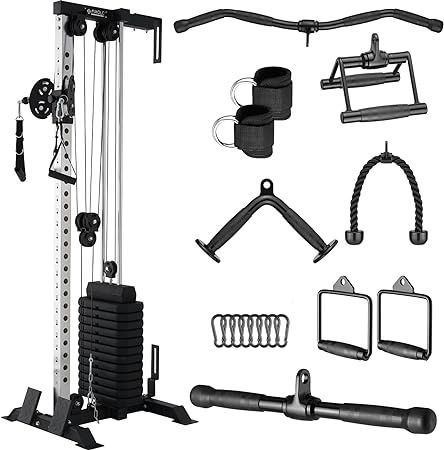 Amazon.com : ER KANG LAT Pulldown Station, Cable Machine with 215LBS Weight Stack, 27 Height Choices Pulley Tower, High and Low Cable Station Function Trainer Home Gym with Cable Attachments(LAT Pulldown Bar) : Sports & Outdoors Lat Pulldown, Cable Machine, At Home Gym, Home Gym, High & Low, Tower, Cable, Gym, Bar