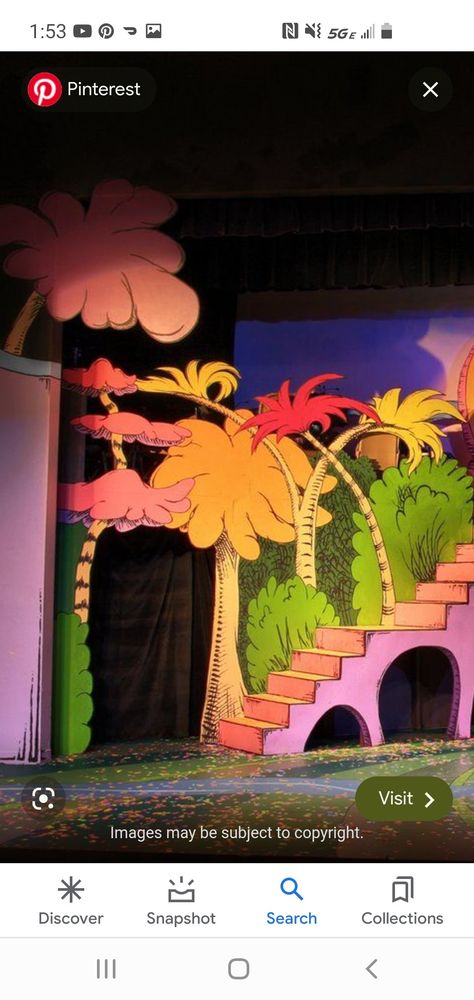 Suessical The Musical Set, Seussical Set Design, Lorax Decorations, Seussical Props, Suessical The Musical, Seussical Set, Seussical Musical, Dr Seuss Trees, Seussical The Musical