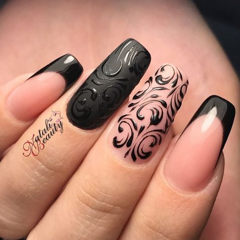 Shower Nails, Gothic Nail Art, Black And White Nails, Elegant Nail Designs, Gothic Nails, Modern Nails, Her Nails, Pink Nail Art, Glam Nails