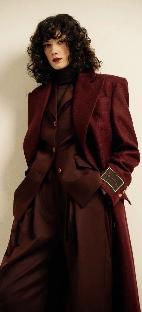 Red Dress Suits For Women, Dark Red Suit Women's, Red And Black Suit Women, Red Woman Suit, Burgundy Suit Women Outfit, Dress Suit Combo, Red Combo Outfit, Burgundy Aesthetic Outfit, Vintage Red Outfit