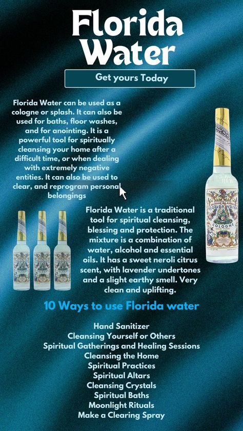 Florida Water Uses Witchcraft, Benefits Of Florida Water, Florida Water Prayer, Uses For Florida Water, Florida Water Benefits, How To Use Florida Water, Florida Water Uses, How To Make Florida Water, Florida Water Spiritual Uses