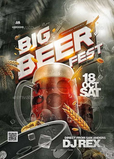 Beer Festival Flyer Template - https://ffflyer.com/beer-festival-flyer-template/ Beer Festival Bar Poster Design Ideas, Beer Festival Ideas, Beer Flyer Design, Bar Flyer Design, Festival Design Poster, Bar Poster Design, Beer Poster Ideas, Beer Creative, Product Poster Design