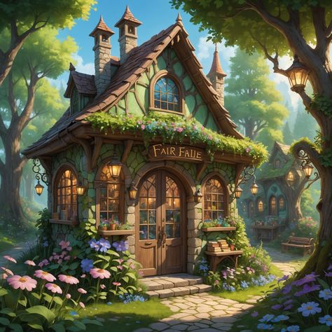 Fantasy Cottage Art, 7 Sorrows Of Mary, Fantasy Cottage, Building Concept, Cottage Art, Fairytale Fantasy, Fairy Houses, House 2, Little House