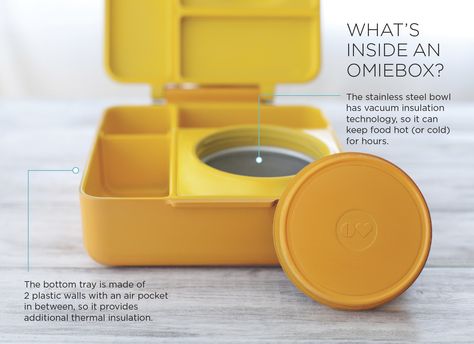 This is how OmieBox keeps your food hot AND cold. Bento Box Kids, Cold Food, Keep Food Warm, Stainless Steel Thermos, Kickstarter Campaign, Bento Boxes, Stainless Steel Bowl, Dinners For Kids, Cold Meals