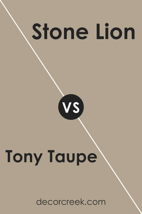 Tony Taupe SW 7038 by Sherwin Williams vs Stone Lion SW 7507 by Sherwin Williams Tony Taupe, Stained Wood Trim, Taupe Bedroom, Grey Wall Color, Taupe Paint, Stone Lion, Neutral Paint Colors, Neutral Paint, Color Sorting