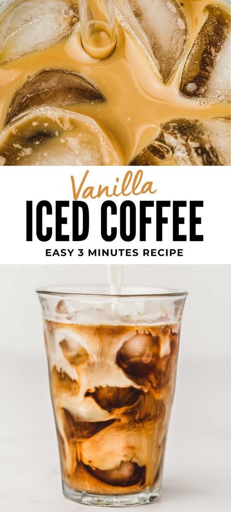 Experience the pure delight of homemade vanilla iced coffee, ready in just 3 minutes. Whether you opt for the rich intensity of espresso or the comforting embrace of brewed coffee, this beverage is a true masterpiece. It's delicately flavored with pure vanilla extract and a touch of natural sugar, creating a harmonious blend of sweet and robust. For an extra touch of creaminess, add your choice of milk. Vanilla Extract In Coffee, Iced Coffee Recipe Sweet, How To Make Iced Coffee At Home Recipes, Iced Coffee Recipe For Party, Vanilla Iced Coffee Recipe At Home, Nescafe Espresso Iced Coffee Recipe, Best Homemade Iced Coffee, Iced Coffee Recipe With Instant Coffee, Healthy Iced Coffee Recipe At Home